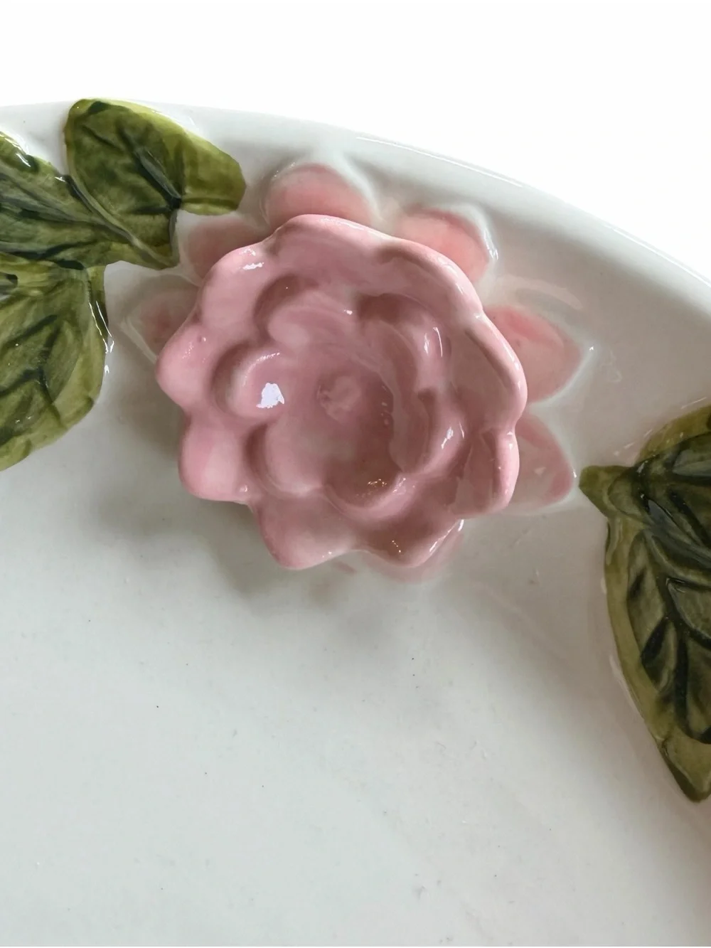 Floral Ceramic Chip Plate in White with Pink & Blue Accents from Mud Pie